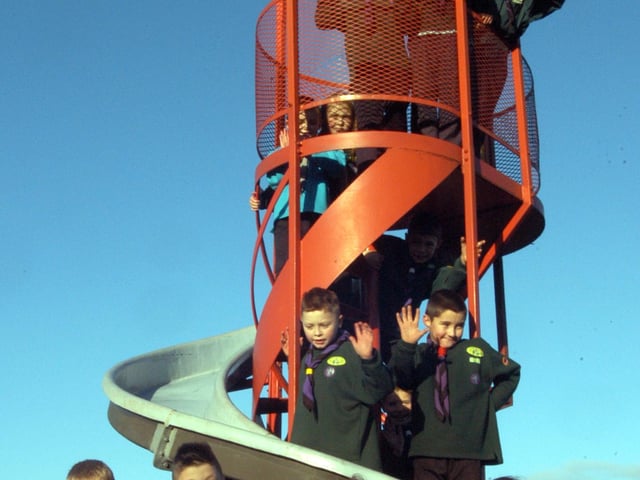Members of the 8th Mansfield St Lawrences Cups who celebrated 90 years of scouting at the Wonderland Pleasure Park  in 2006
