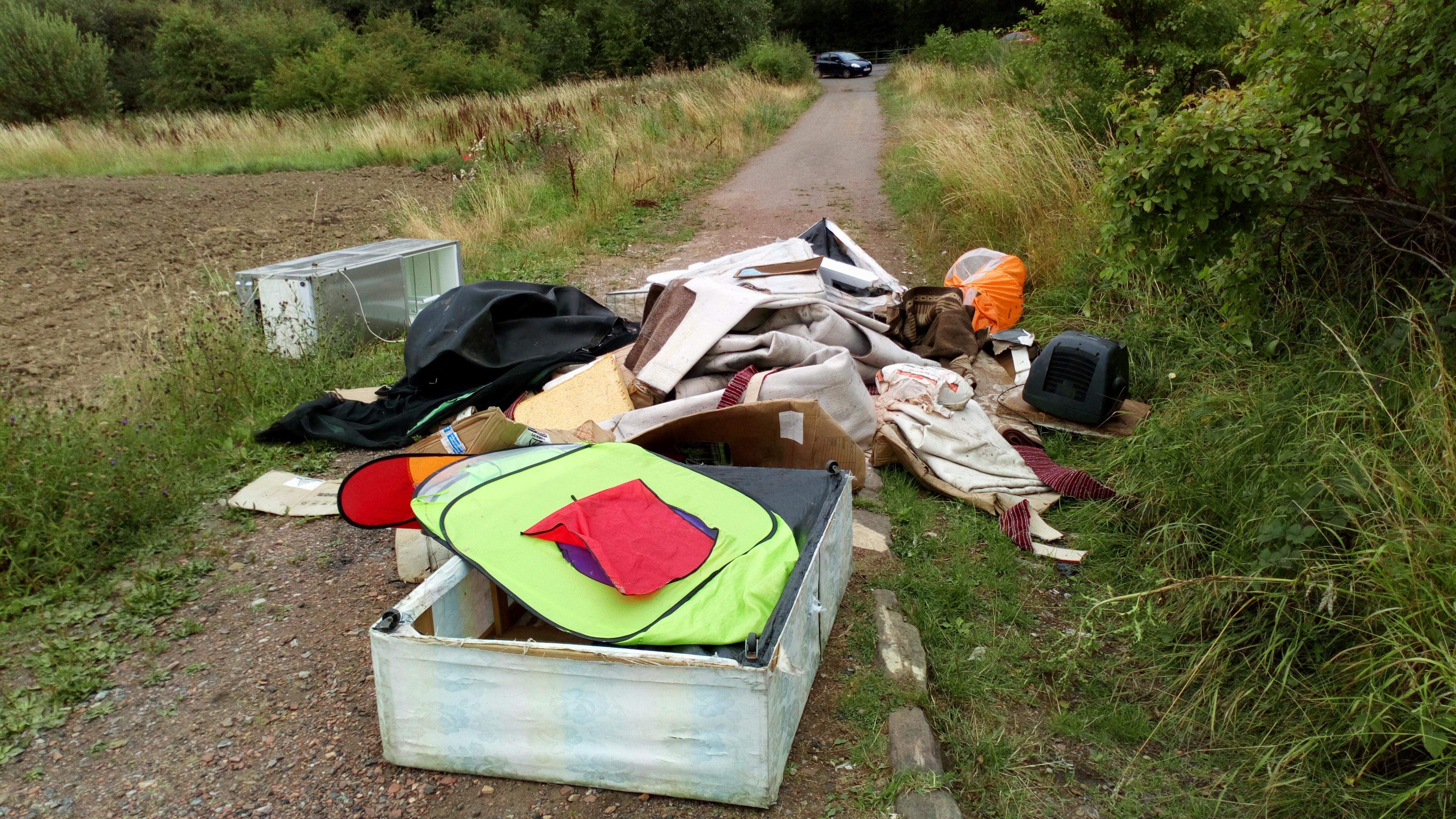 rubbish dumpoed on Bentinck Road in Shuttlewood, Bolsover.