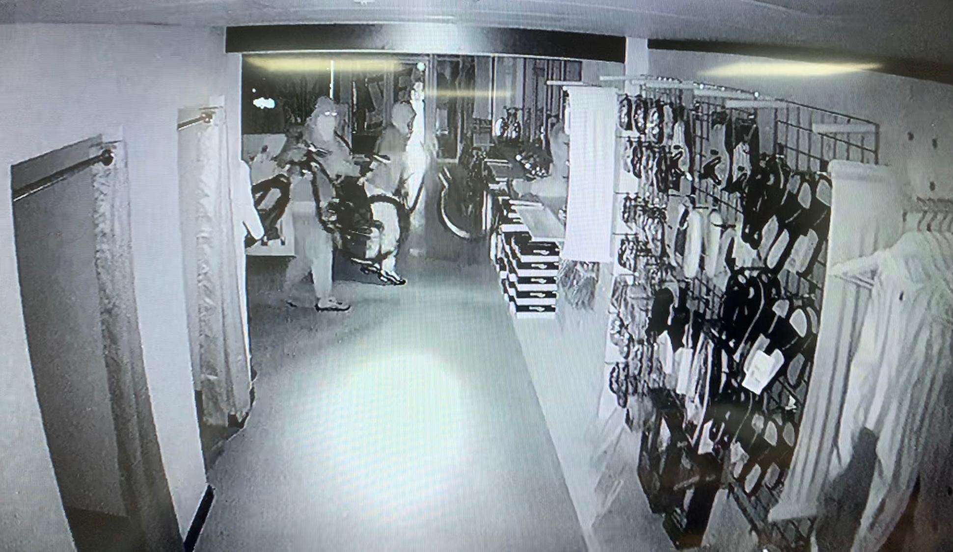 Thieves are caught on camera stealing bikes from the RG:HQ site on High Pavement, Sutton. Image: John Brame.