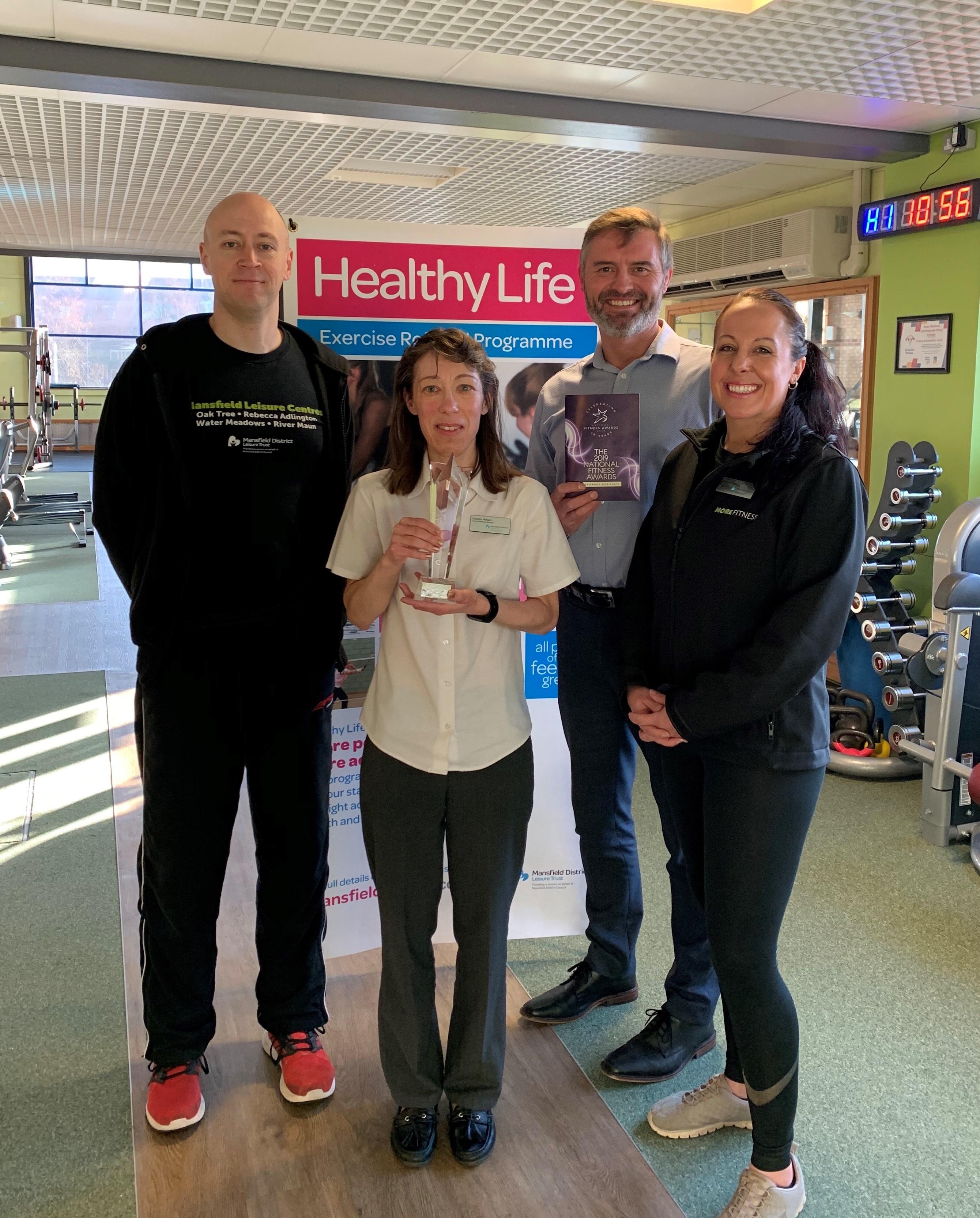 Carl Smith, Carolyn Hallam, Andrew Smith and Jude Morgan from Mansfield District Leisure Trust celebrate the big win.