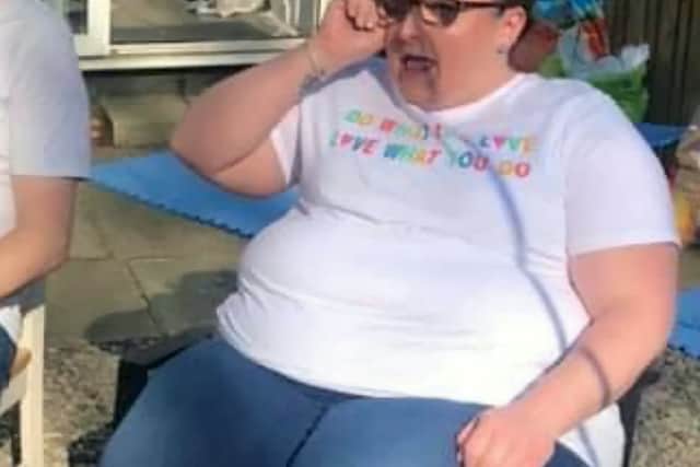 Caroline Archer before weightloss.  (SWNS)
