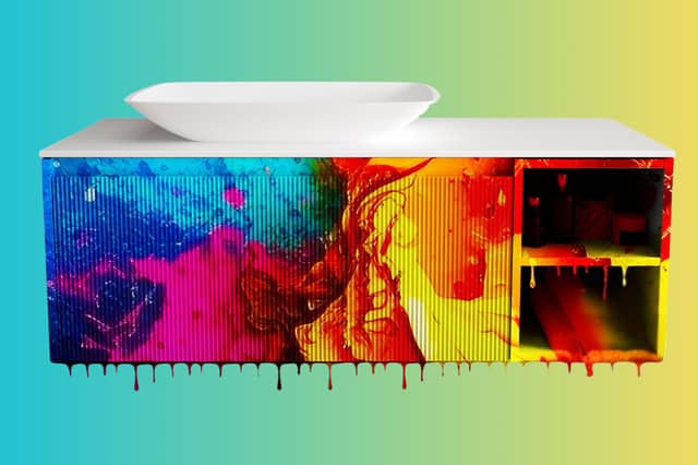 Yes, you really can order a bathroom vanity in colours this bold.