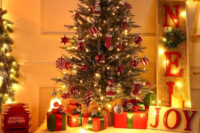 The trees are pre-assembled and ready to be decorated