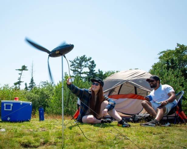 Shine's clever compact wind turbine can be taken camping with you - and used as a power bank