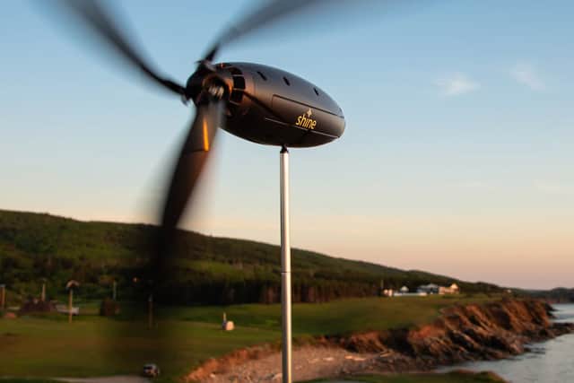 The turbine needs a very strong wind to generate the full 40 watts of power