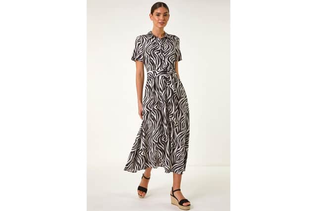 Roman zebra print shirt dress