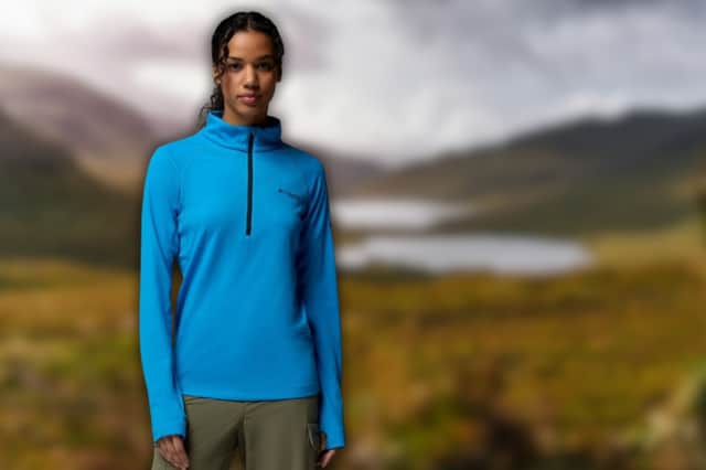 The Columbia DriVenture technical top is lightweight and breathable, helping manage moisture during climbs and warmer hiking conditions
