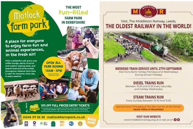 Matlock Farm Park and Middleton Railway are amongst top attractions in our region