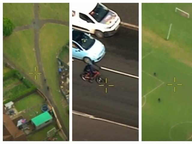 Two balaclava-clad riders exceeded multiple speed limits as they undertook and overtook drivers
