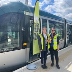 Tram operator NET took part in 'try a tram' and 'try a bus' days for SEND students. Photo: Submitted
