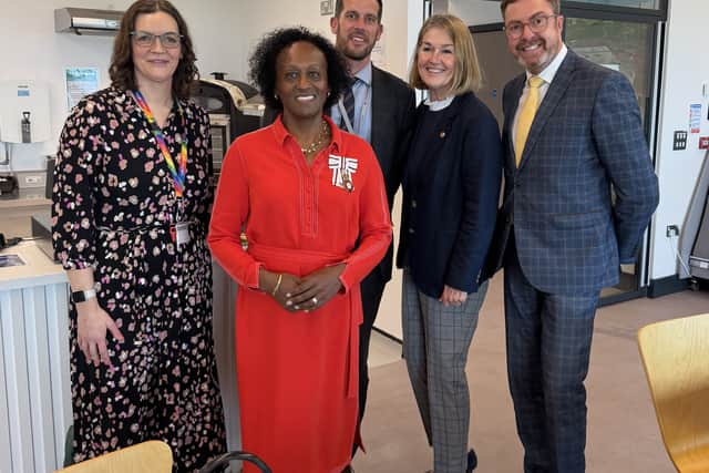 Veronica Pickering, Lord Lieutenant of Nottinghamshire, with educationalists from across Nottinghamshire.