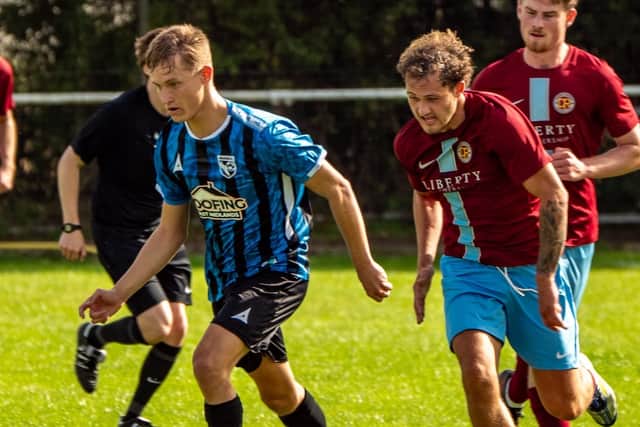 Goalscorer Leighton Bowering in action.