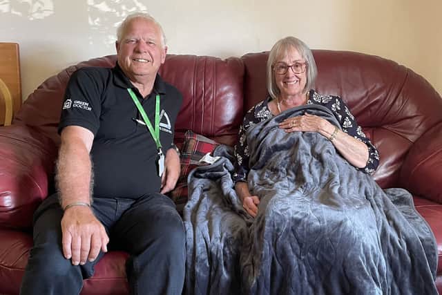 Mike and Suzan with their new electric blanket.