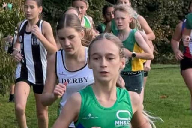 Scarlett Brumfitt coming home to finish second in the Under-14 Girls race
