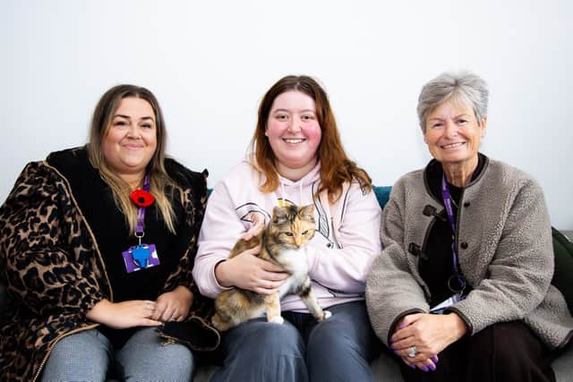 Left to right, Housing Allocations Officer Kerry Turner, tenant Lauren Eldred and Coun Anne Callaghan.
