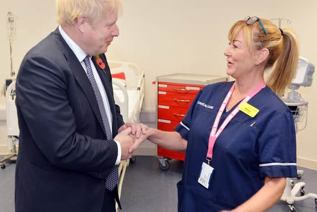 Boris Johnson at King's Mill Hospital.