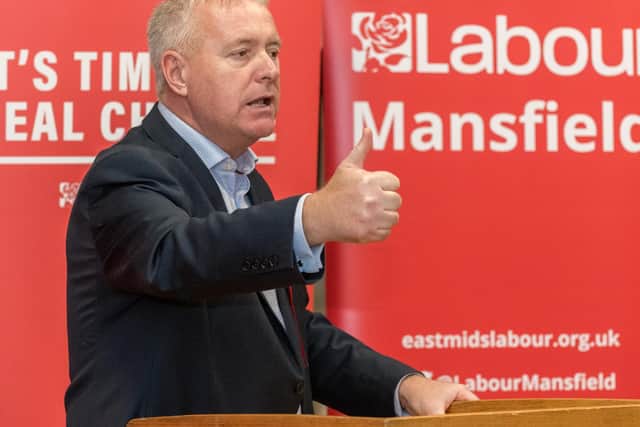 Labour Party chairman Ian Lavery speaking at the Mansfield event.