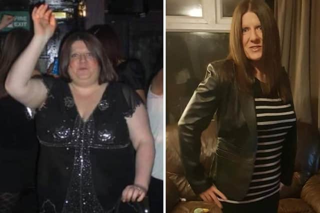 Kelly Redfern managed to shed half her body weight. Here's the before and after pics.
