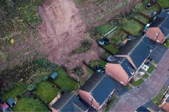 Landslide in Mansfield after floods.