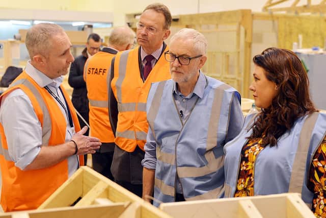Jeremy Corbyn visits Vision West Nottinghamshire College's construction centre in Kirkby.