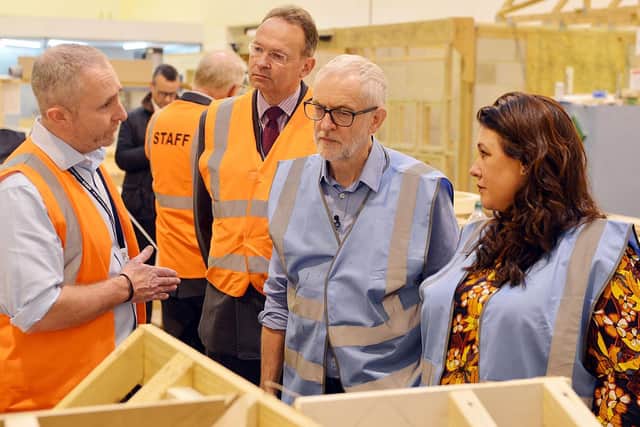 Jeremy Corbyn visits Vision West Nottinghamshire College's construction centre in Kirkby.
