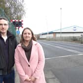 Councillors Matthew Relf and Samantha Deakin at the Sutton Junction Crossing