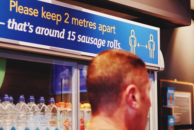 Customers are reminded to keep a distance of '15 sausage rolls'
