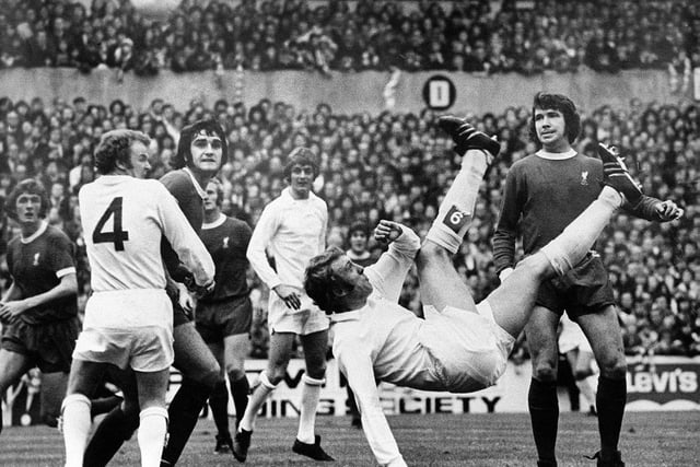 The overhead kick from a different angle as Allan Clarke looks on.