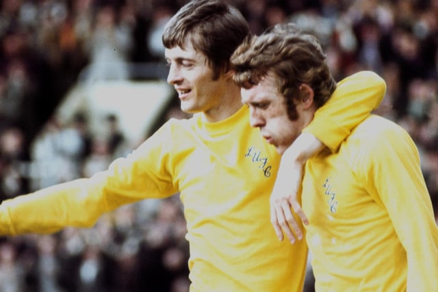 Mick Jones, pictured with Allan Clarke, bagged a brace against Birmingham City at Hillsborought in the FA Cup semi final in 1972.