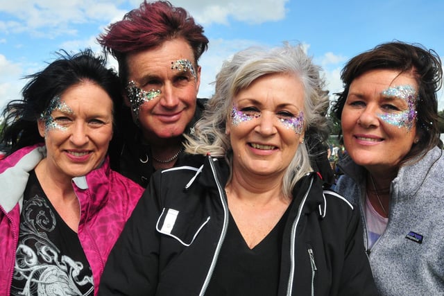 Face glitter for Shirley Leach, Andy and Karen Slade, and Kirsten MCPhillips at RockPrest in 2016