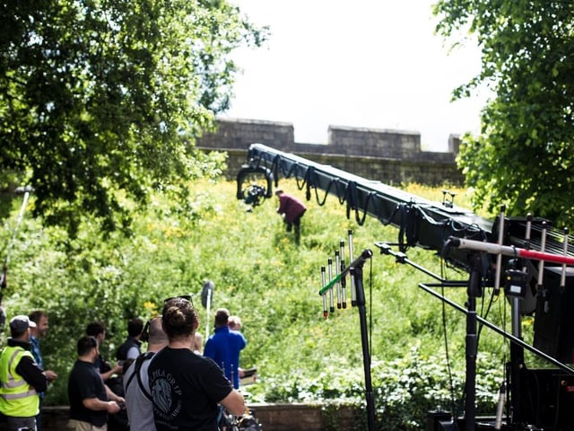 Filming outside York walls