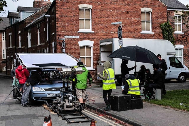 Filming in Prospect Road in Scarborough