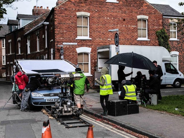 Filming in Prospect Road in Scarborough