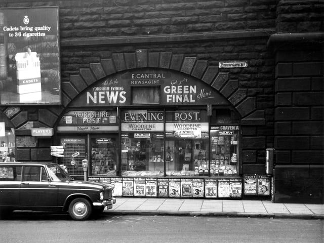 A view of Bishopgate Street showing the newsagent's shop of E.Cantral. Pictured in February 1966.