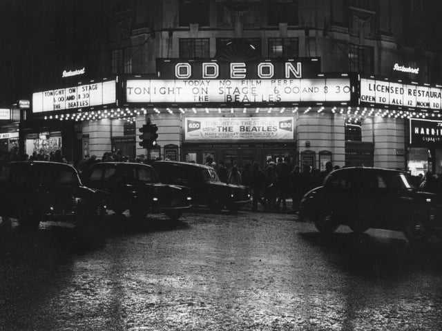 The Odeon Cinema at the junction of New Briggate and The Headrow on the night of a performance by The Beatles. Pictured in October 1964