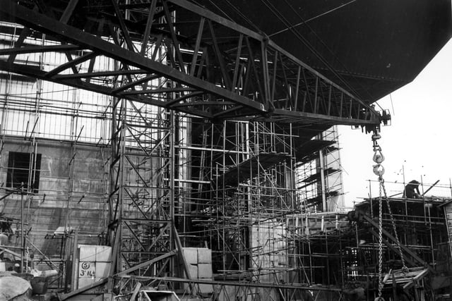 Work in progress on Leeds International Pool at Westgate. It opened on September 23, 1967.