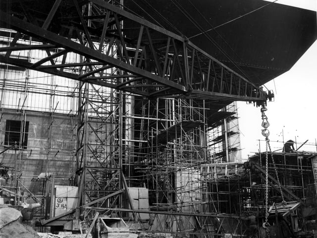Work in progress on Leeds International Pool at Westgate. It opened on September 23, 1967.