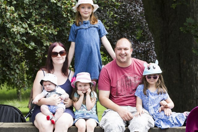 The Wilson Family, from the left, Jake, three months, Briony, Emily, three, Lucy-May, nine, Ben and Amy-Leigh, six.
