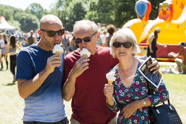 Enjoying icecreams, from the left, Shaun Casey, Roy Linsell and Mary Linsell.