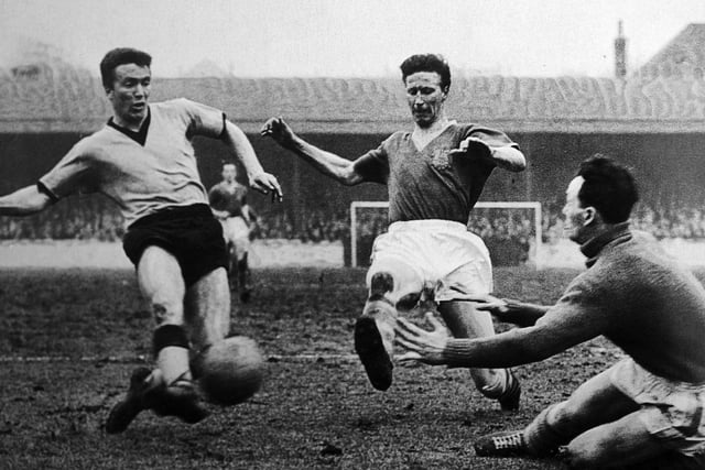 Jack Charlton in action for Leeds United in 1960.