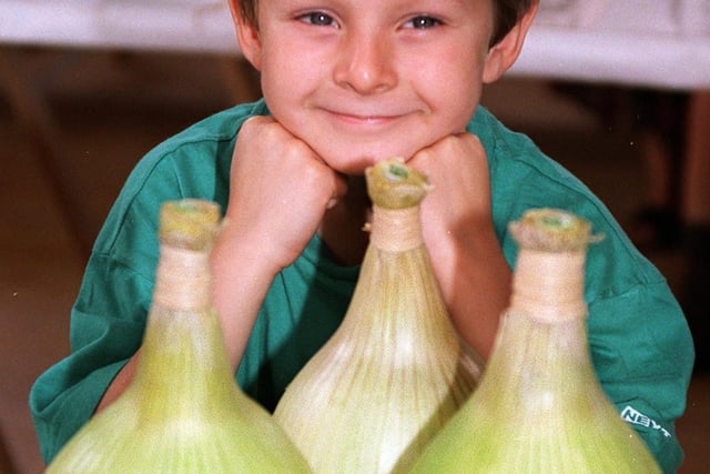 Seven year old Neil Saunt of Rotherwick Avenue, Chorley knows his onions