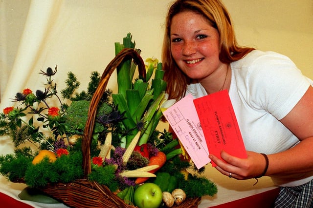 Showing off her basket display which won her first in flower arranging and best in show, at the Royal Lancashire Show, Astley Park, Chorley, is Vikkie Openshaw