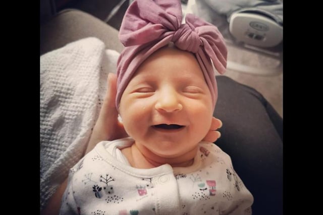 Another big smile... or wind? We're just not sure. This lovely picture was sent in by Lauren McGuire, from Bispham, of little Isla who was born on July 16 weighing 6lb 14oz.