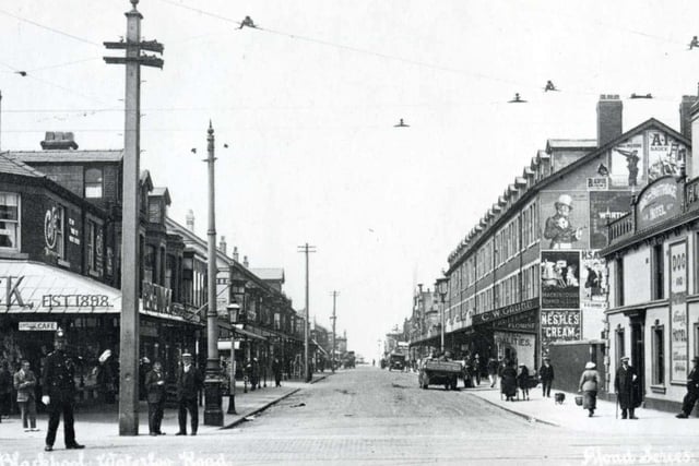A 1920s view of Waterloo Road from Lytham Road with the Dog and Partridge public house, which closed in 1961