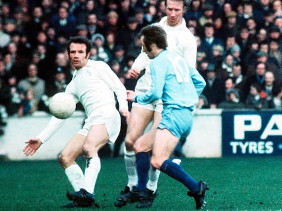 Paul Reaney in action for Leeds United in 1972 alongside Jack Charlton. (Varley Picture Agency)