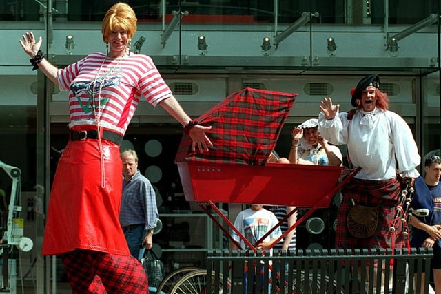 Big Rory, Morag and wee Malky, showed Harvey Nichols a style of their own as the giant family strutted around the city centre in August 1998.
