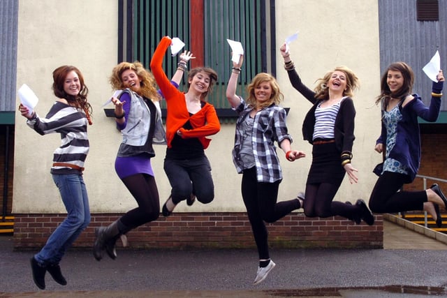 All Hallows Catholic High School GCSE results, from left, Jordan Davies, Stef Walsh, Emily Whalley, Becky Howson, Rebecca Levett and Georgina Vokes