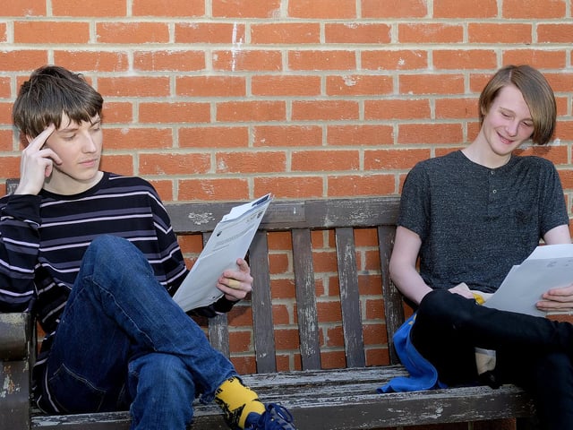 Elliott Dove and John Flinton read through their results at Scalby.