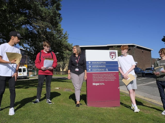 Bekir Kaya, Ben Stott, Principal Emma Robins, Lewis Sheader and Cole Simpson at Graham School.