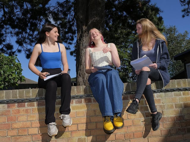 Tiegan Dale, Matilda Wallace and Lauren Taylor at Scalby School.